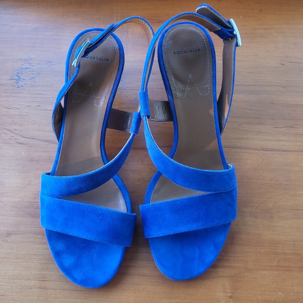 Aquatalia Blue Suede Sandals